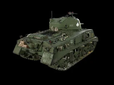 Sherman Tank 3d model game ready Low-poly 3D model