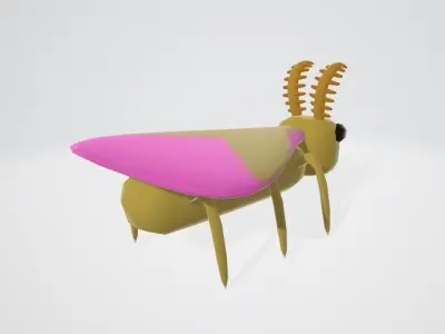 Rosy Maple Moth Low-poly 3D model