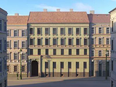 Street Facade Residantial Building Green 3D model