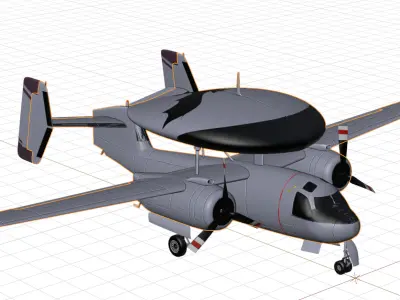 Grumman E-1 Tracer - THE WILLY FUDD -  Low-poly 3D model