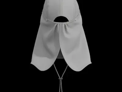 sun hat with face cover and neck flap 3D model
