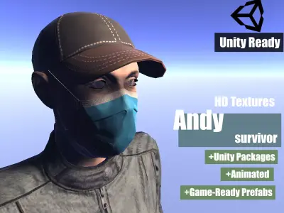 Andy - animated rigged Survivor Man Low-poly 3D model