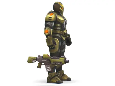 Sci-Fi Man Cyborg - Male Drone Trooper Soldier Low-poly 3D model
