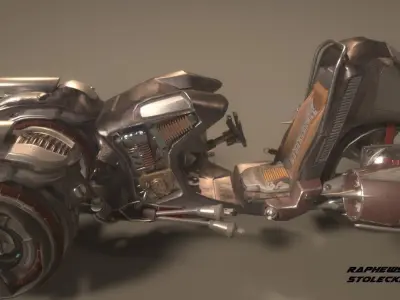 Futuristic Motorcycle Vehicle Game Ready model  Low-poly 3D model