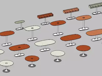 Mid Century Modern Pedestal Table Collection   Variations 3D model