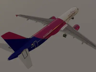Wizz Air airbus a320-214 3D model low poly Low-poly 3D model
