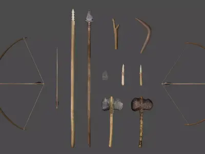 Prehistoric Tools Weapons pack Low-poly 3D model