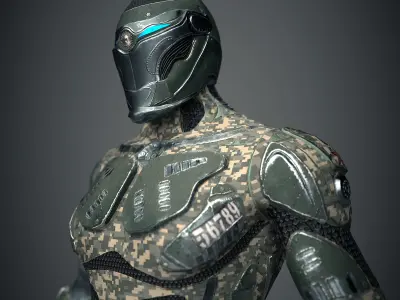 Future Warrior PBR Low-poly 3D model