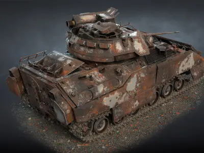 M2 Bradley Destroyed Low-poly 3D model