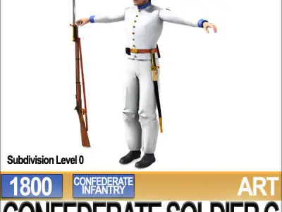 Civil War Confederate Soldier C Infantry Sharpshooter 3D model