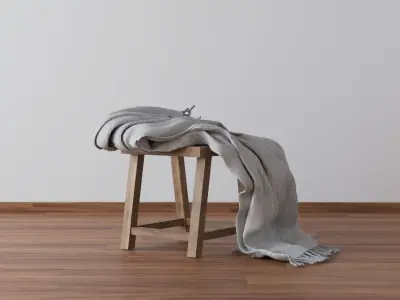 Stool with blanket 3D Model - Seat Free 3D model