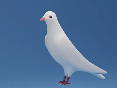 Cartoon Cute Pigeon Dove Low-poly 3D model
