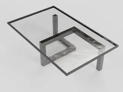 Modern Z Leg Glass Coffee Table Free low-poly 3D model