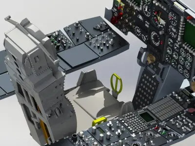 Fairchild A-10 Thunderbolt II complete cockpit 3D print model