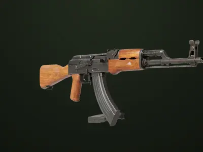 Light Machine Gun 10 Wood All PBR Unity UE Textures Low-poly 3D model