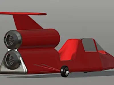 Twin Engine Jet Car - High Poly 3D Model Free 3D model