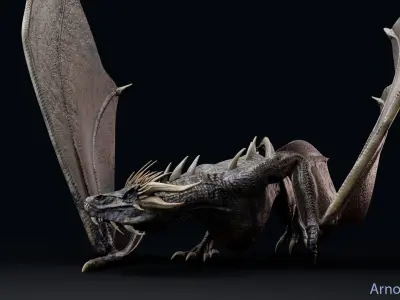 Dinosaur Wyvern Type Dragon 1 Low-poly 3D model
