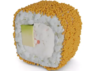 Sushi Crab sticks masago caviar avocado cream 3D model