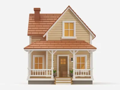 Cartoonish Wooden House Low Poly 3D Model 02 3D model