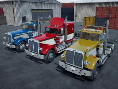 80s Semitruck unity asset Low-poly 3D model