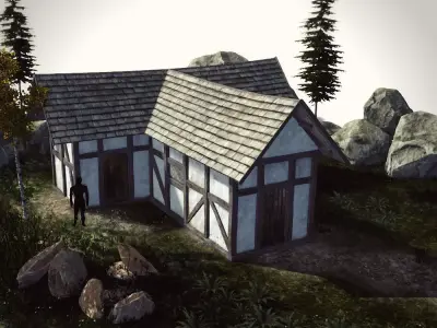 High Quality Medieval house - Building H Low-poly 3D model