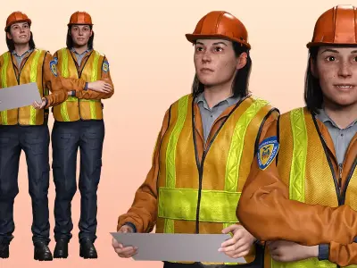 Female Construction Worker Character Model Free 3D model