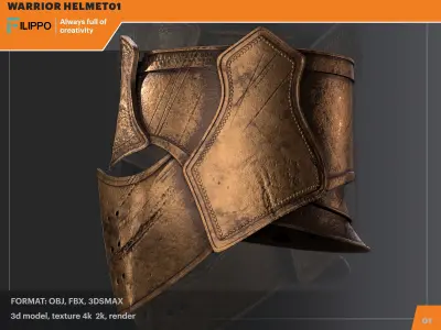 warrior helmet 01 Low-poly 3D model