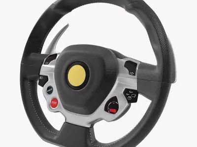 Sports Car Steering Wheel 3D model
