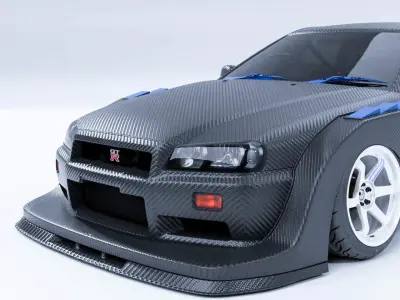 Full carbon widebody r34 Free 3D model