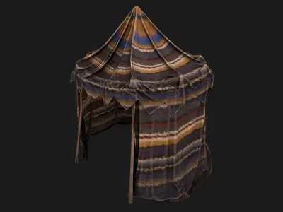 Cylindrical Nomad Tent Market Stall Low-poly 3D model