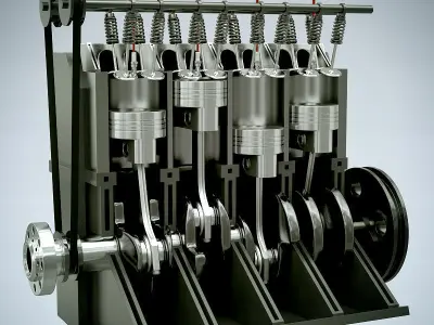 L4 16V Engine Section 3D model