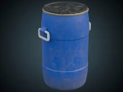 Plastic Barrel 1B Low-poly 3D model