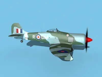 Hawker Tempest MKII RAF FF 3D model