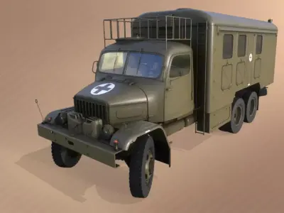 PV3S Truck Ambulance Set Low-poly 3D model