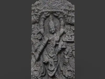 India Temple Wall modular - 221005 Low-poly 3D model