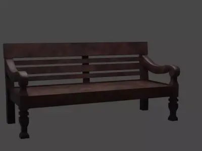 Javanese style wooden sofa Free low-poly 3D model