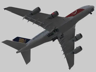 Airbus A380 Singapore Airlines 9V-SKI Low-poly 3D model