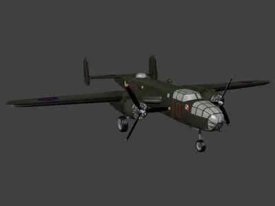 North American B 25 Mitchell Free low-poly 3D model