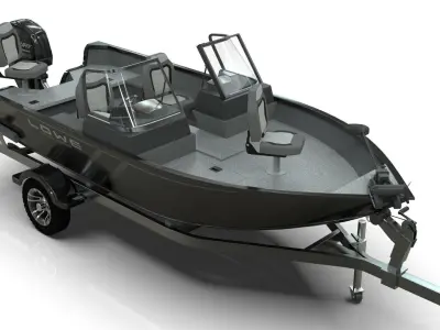 Boat Lowe Fishing Machine 1775 WT plus Trailer  Low-poly 3D model