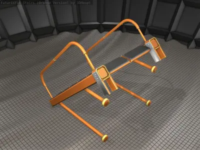 Sci-Fi Stairs - 17 - Orange Version Low-poly 3D model