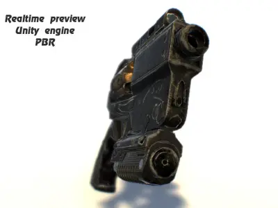 Steampunk gun revolver animated realtime UE4 Unity rigged PBR Low-poly 3D model