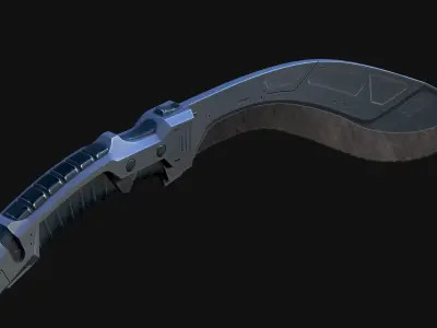 Cyberpunk Kukri Knife Low-poly 3D model