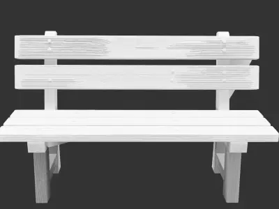 Rustic Outdoor Wooden Bench for 3D print Low-poly 3D model