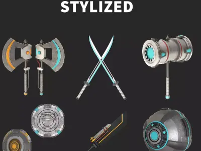 SCI FI WEAPON STYLIZED PACK 3d model Low-poly 3D model