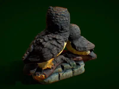 3D scan of owls figurines - photogrammetry Low-poly 3D model