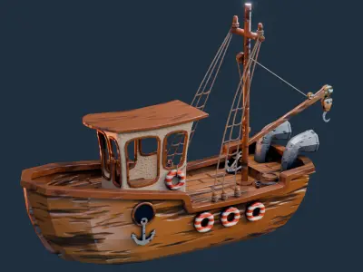 Low Poly Boat Low-poly 3D model