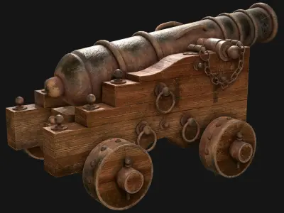 Cannon-3-Old Version Low-poly 3D model