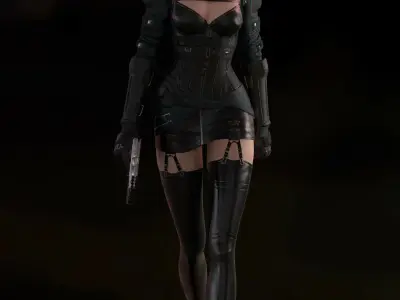 Military girl rig hot girl resident evil Low-poly 3D model