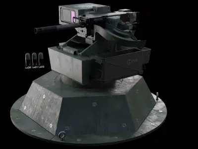 Remote control turret and grenade launcher Low-poly 3D model