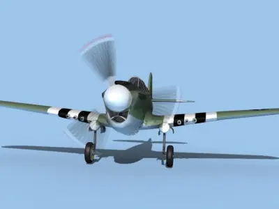 Curtiss P-40F Warhawk V06 USAAF 3D model